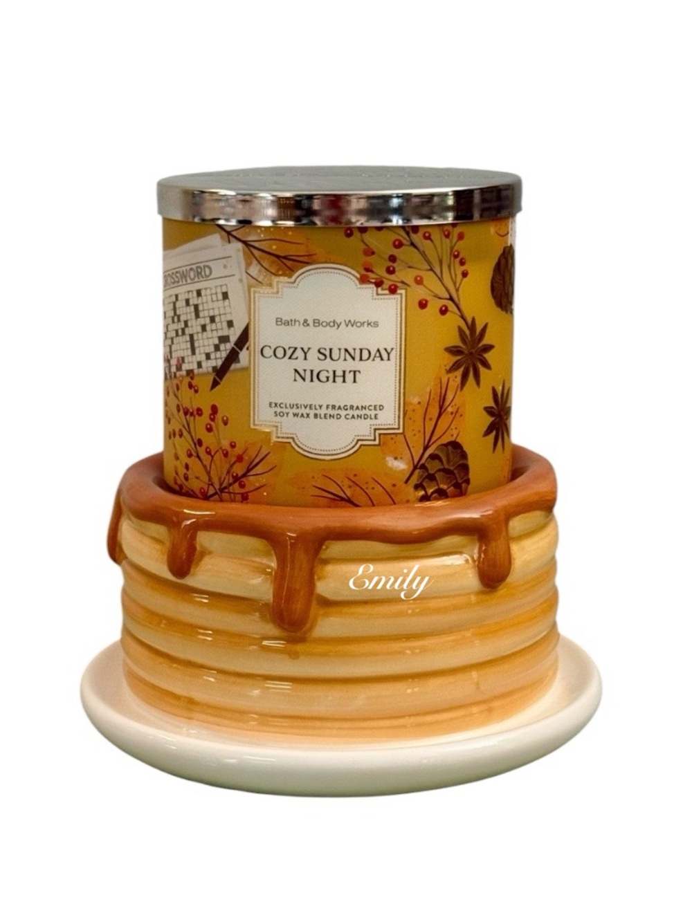 Bath & Body Works PANCAKE STACK 3-Wick Candle Holder Set